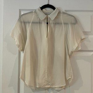 Trina Turk - Sheer blouse with leather collar - Size P